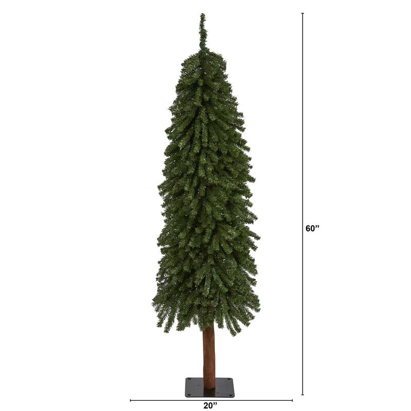 5' Grand Alpine Artificial Christmas Tree with 469 Bendable Branches on Natural Trunk