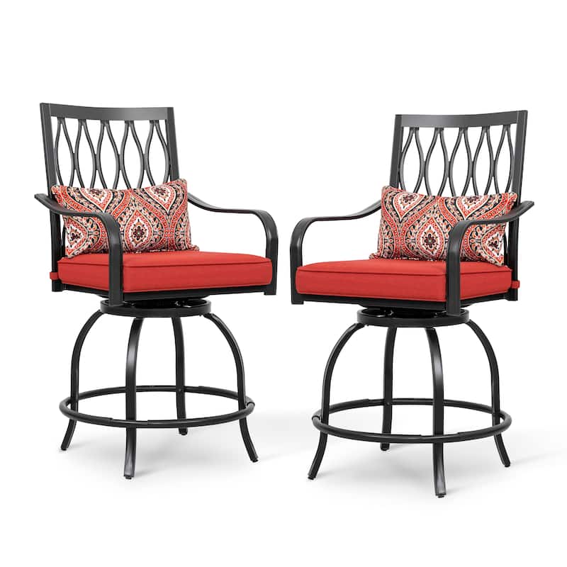 45 inch 360-degree Rotating Metal Bar Chairs (Set of 2) - Multi