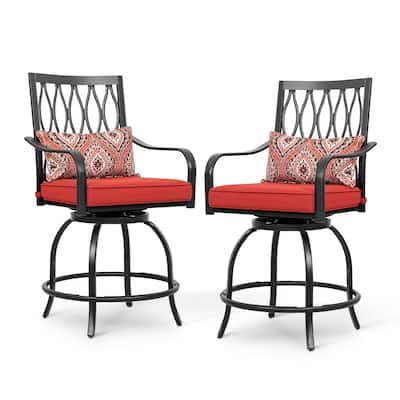 45 inch 360-degree Rotating Metal Bar Chairs (Set of 2)
