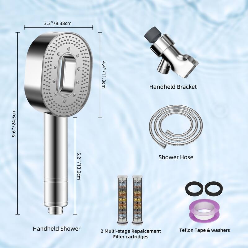High Pressure 3 Spray Mode Handheld Showerhead with Filters