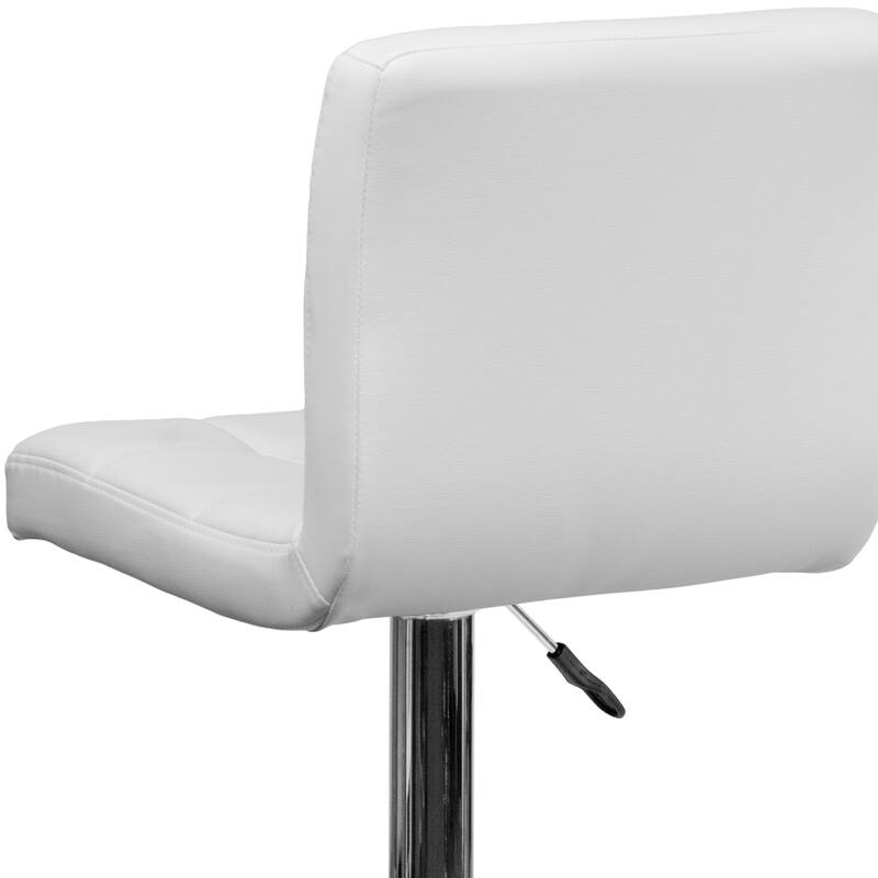 Contemporary Quilted Vinyl Adjustable Height Barstool with Chrome Base