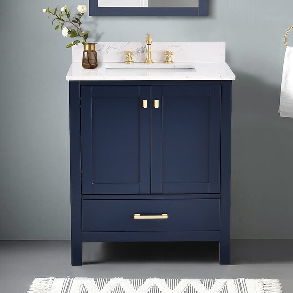 StarrySky Carrara Marble Top Bathroom Vanity, Undermount Sink