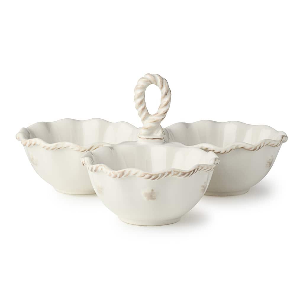 Certified International Heritage 3 Section 8oz. Condiment Server with Handle - 9.25'' W x 9'' D x 4.75'' H