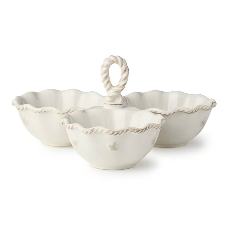 Certified International Heritage 3 Section 8oz. Condiment Server with Handle - 9.25'' W x 9'' D x 4.75'' H