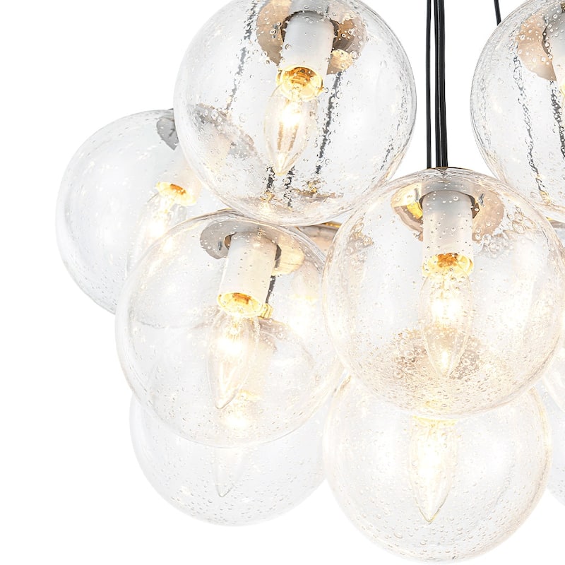 Glam 13-Light Clear Seeded Glass Soap Cluster Chandelier 21in