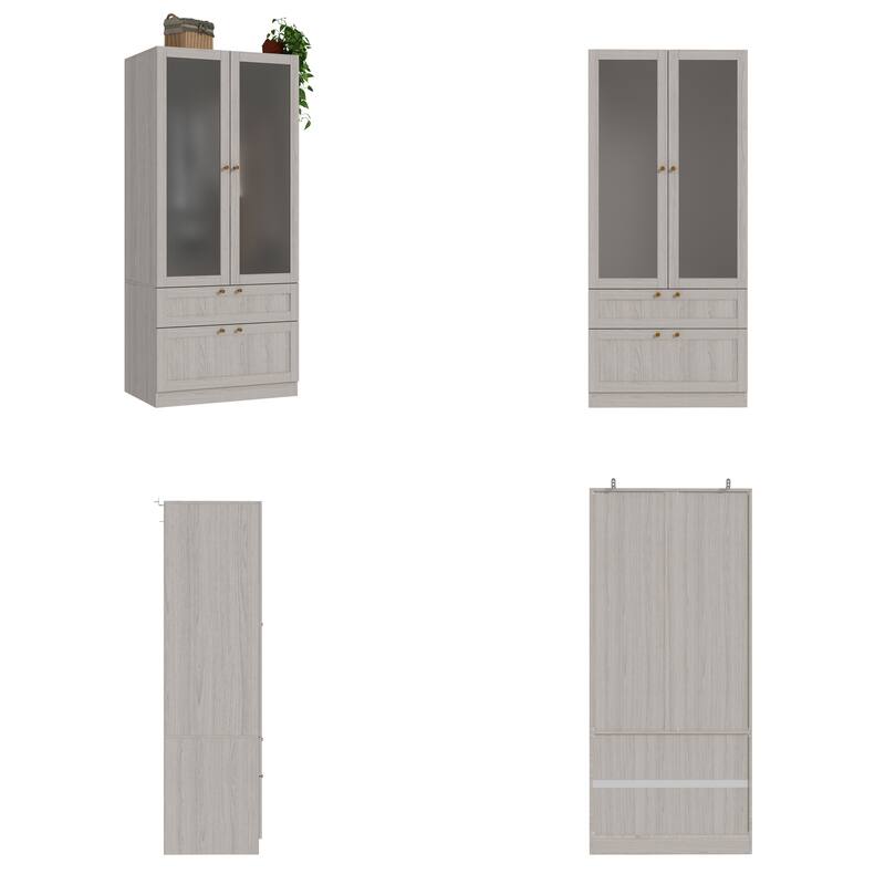 Modular Modern Glass Door Wardrobe:Storage Closet Solution Armoire