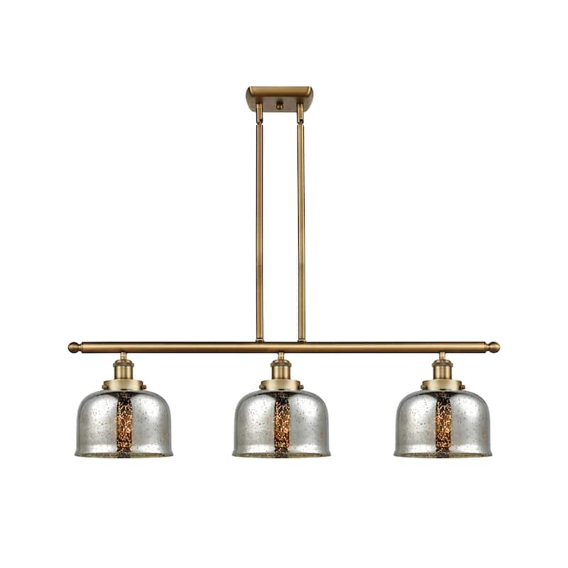 Innovations Lighting Bell - 3 Light 36" Island Light - 8" Shade - Silver Plated Mercury/Brushed Brass