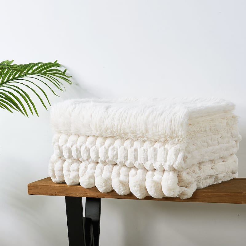 Home Soft Things Cozy Soft Plush Textured FauxFur Throw Blanket
