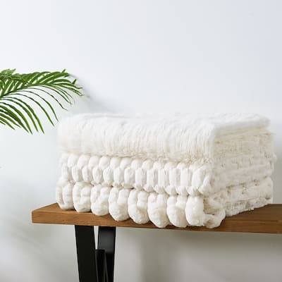 Home Soft Things Cozy Soft Plush Textured FauxFur Throw Blanket