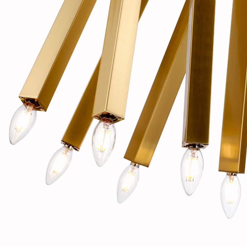 Sleek Viper Nordic Gold Sputnik 12 Light Modern Barre Chandelier