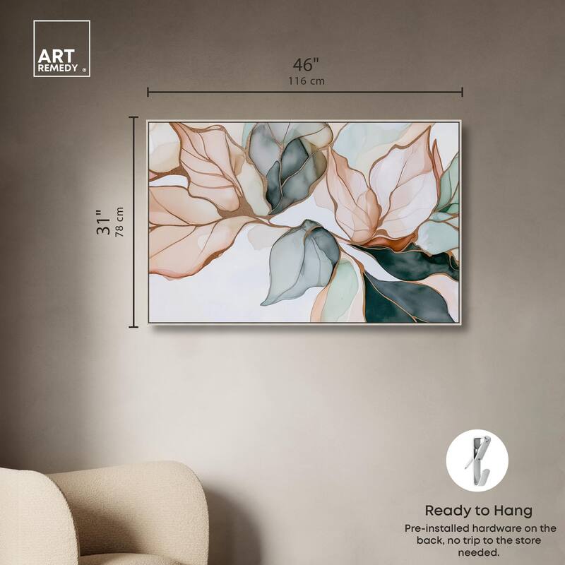 Golden Veined Leaves I Canvas by Art Remedy