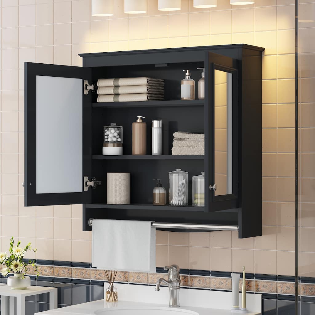 30" 3-in-1 Bathroom Mirror Medicine Cabinet - Wall Mounted with Adjustable Shelves, Soft Close Doors & High-Define Mirror