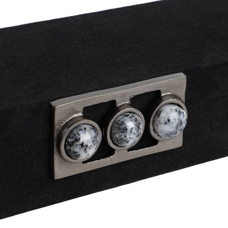 Decorative Box with Lid and Jeweled Metal Clasp - 18", Black - 18.0"