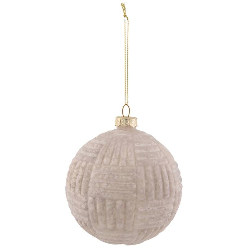 Geometric Glass Ball Christmas Ornament - 4" - White