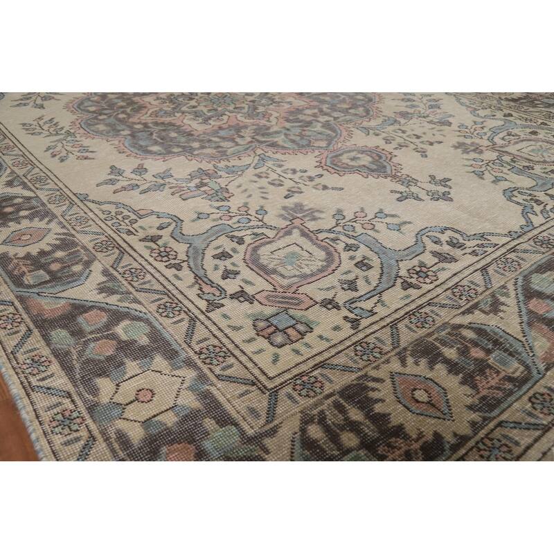 Floral Medallion Tabriz Persian Area Rug Handmade Wool Carpet - 6'7"x 9'8"