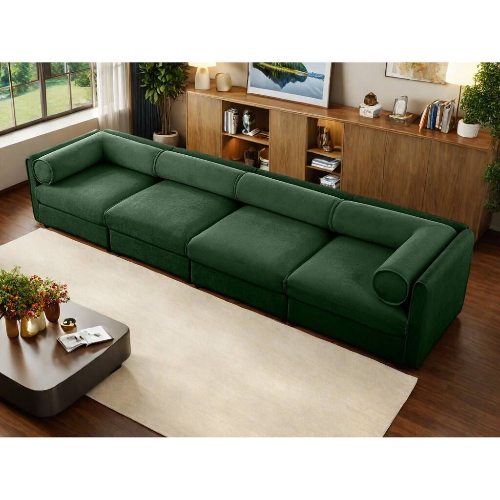 142.5" Chenille Upholstered 4-Seater Modular Sectional Sofa with Storage Seat, DIY Combination