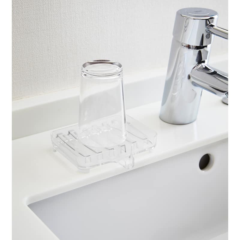 Yamazaki Home Self-Draining Soap Tray, Acrylic - L 3.94 x W 4.33 x H 0.87 inches