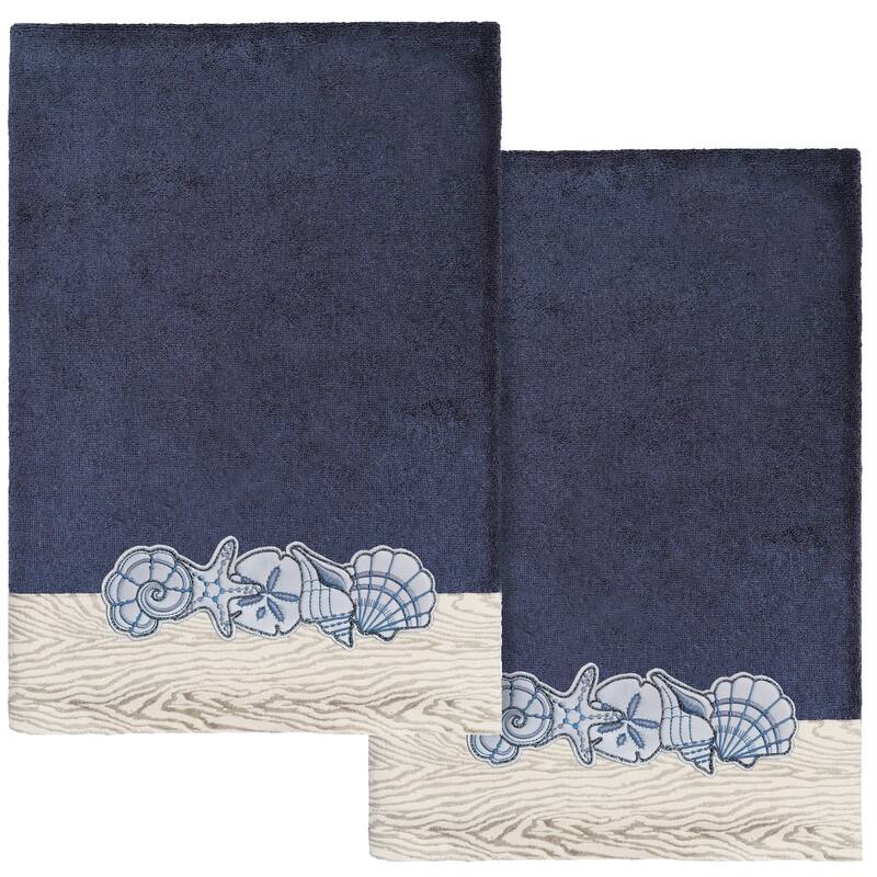 Authentic Hotel and Spa Turkish Cotton Shell Row 2PC Bath Towel Set - Marine