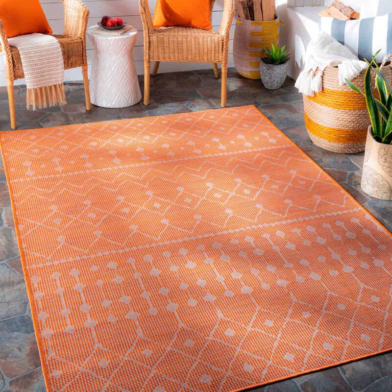 Artistic Weavers Deniz Moroccan Tribal Outdoor Area Rug - 5'1" x 7' - Orange