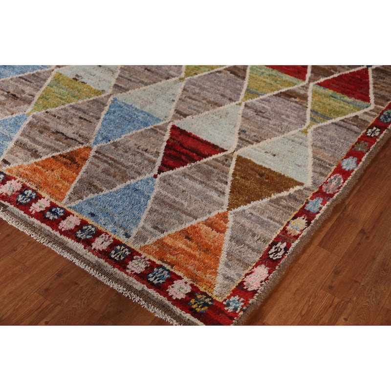 Trellis Moroccan Oriental Area Rug Hand-Knotted Wool Carpet - 5'11" x 7'8"