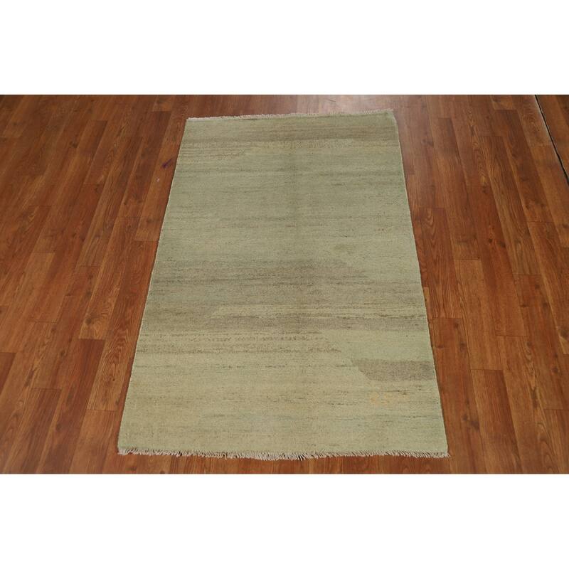 Modern Green Gabbeh Oriental Foyer Rug Handmade Wool Carpet - 2'8"x 4'0"