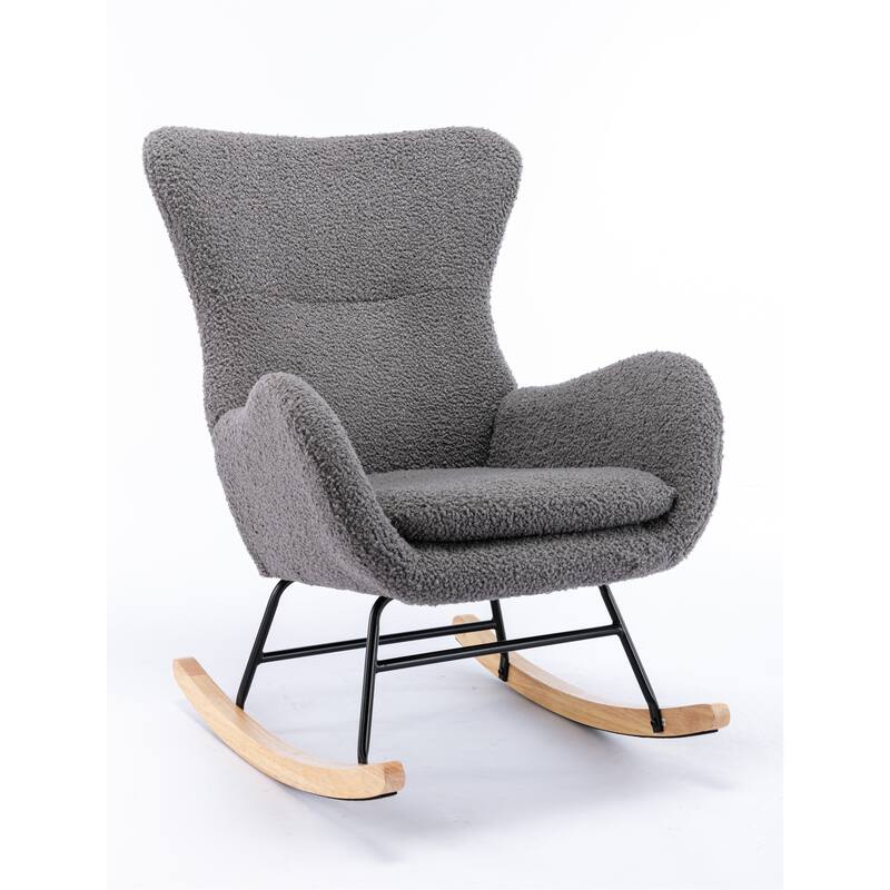 Velvet Fabric Padded Seat Rocking Chair