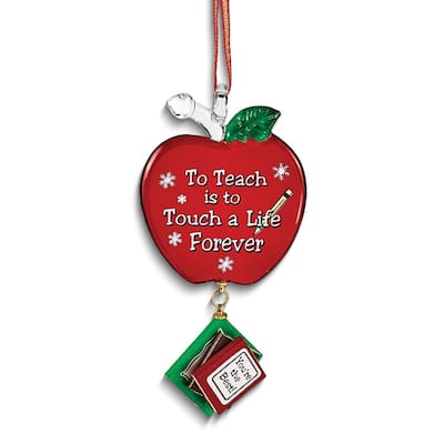 Glass Baron to Teach is to Touch a Life Forever Glass Apple Ornament