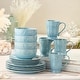 preview thumbnail 4 of 7, Certified International Coastline Blue 16 Piece Dinnerware Set, Service for 4 - 10.50"L x 10.50"W x 1.13"H