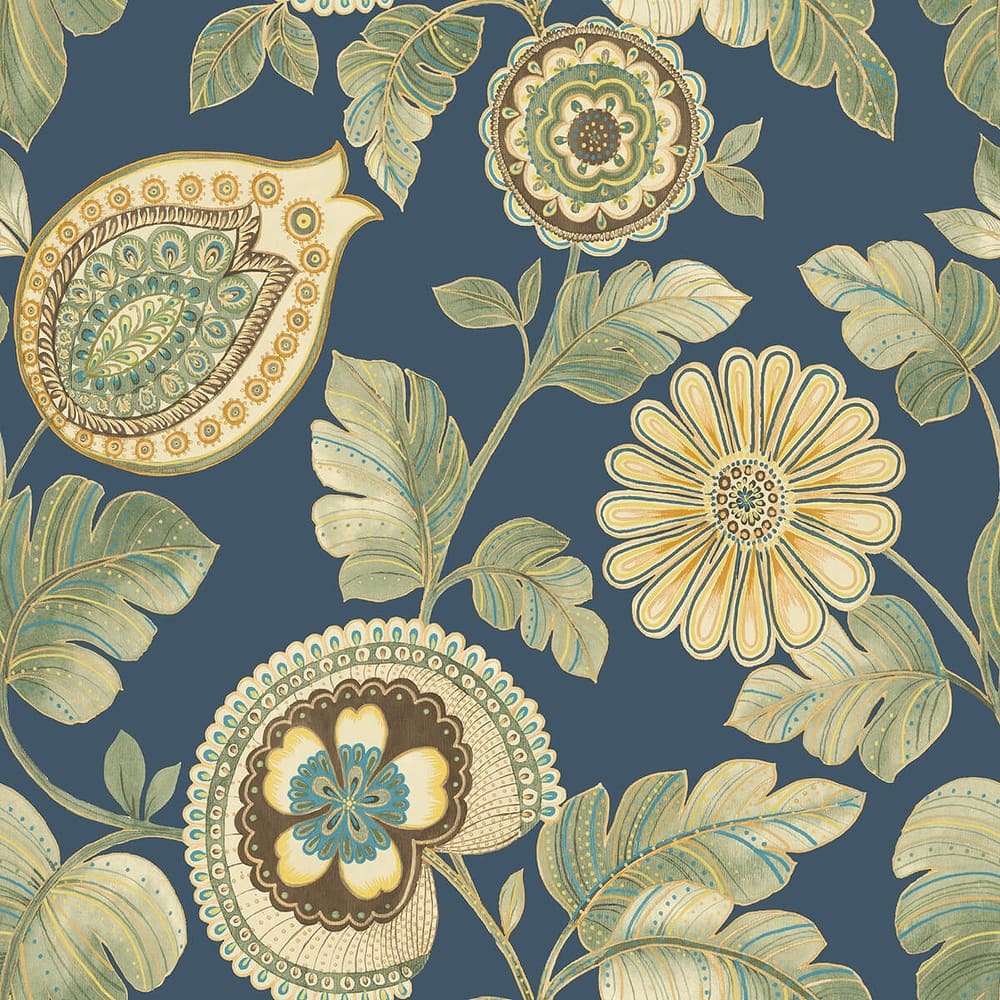 Seabrook Designs Boho Rhapsody Calypso Paisley Leaf Unpasted Wallpaper