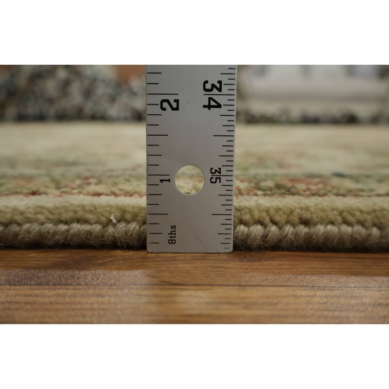 Hand Knotted Oriental 100% Wool Carpet Traditional All-Over Beige & Ivories Agra Area Rug - 8' 10'' X 6' 0''