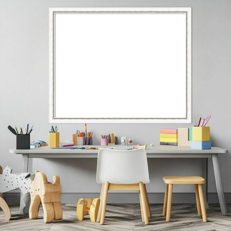 Amanti Art Morgan White Blue Framed Dry Erase Magnetic Board