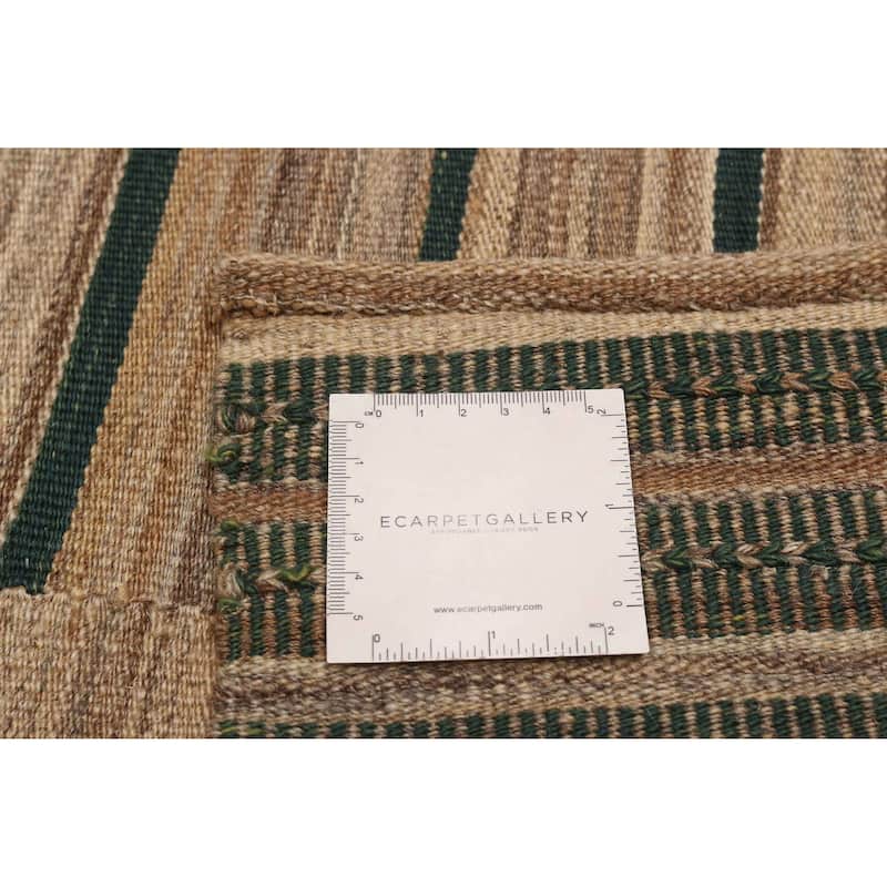 ECARPETGALLERY Flat-Weave Boho Tan Wool Kilim - 8'8 x 11'8