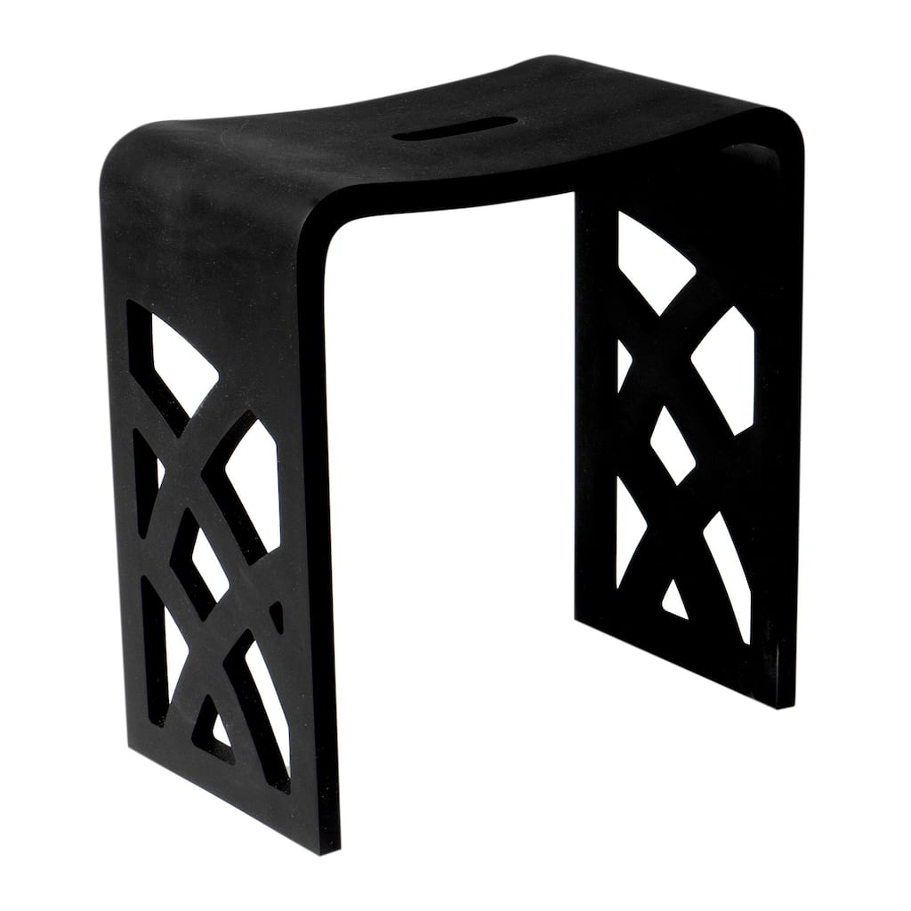 ALFI brand ABST88BM Black Matte Solid Surface Resin Bathroom / Shower Stool