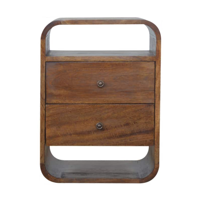 HomeRoots 22" Chestnut Solid Wood Two Drawer Nightstand