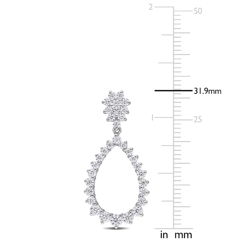 Miadora 2 1/5ct DEW Moissanite Floral Graduated Teardrop Dangle Earrings in Sterling Silver
