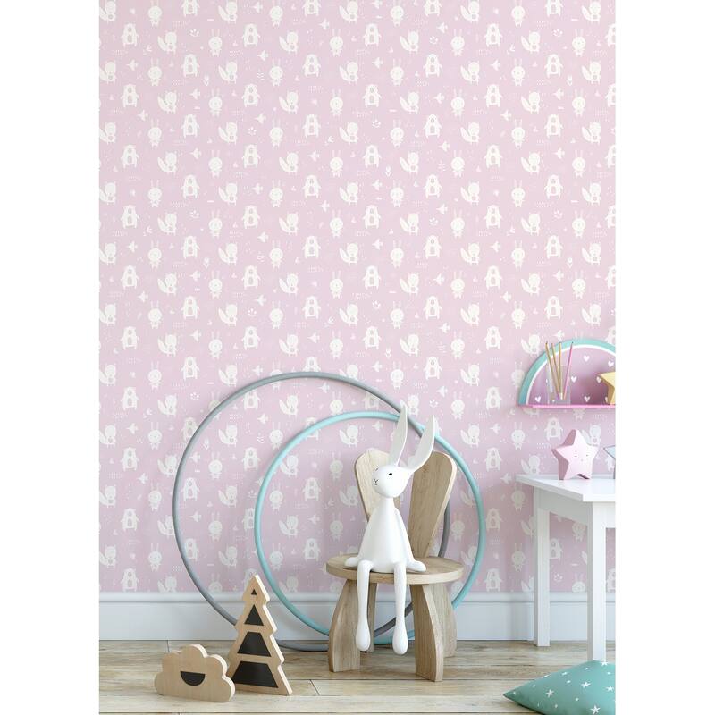 Chesapeake Bitsy Pink Woodland Wallpaper - 20.9 x 396 x 0.025