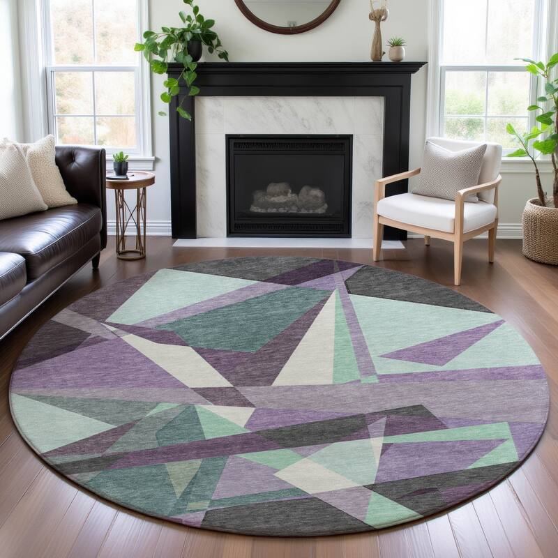 Premium Washable Super Soft Abstract Mosaic Mayfield Rug - Purple - 8' x 8'