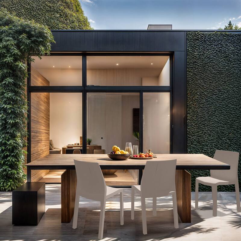 WRGHOME Modern Stacking Patio Dining Side Chair Indoor/Outdoor (Set of 2) - 33.27'' H X 18.50'' W X 21.06'' D