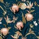 Blue Wallpaper with Exotic Flowers - On Sale - Bed Bath & Beyond - 35647286