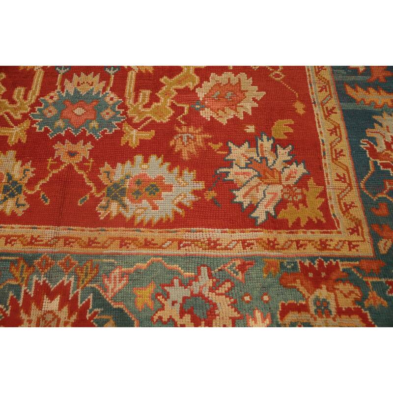 Hand Knotted Oriental 100% Wool Carpet Transitional Floral Oranges & Rust Oushak Area Rug - 11' 4'' X 8' 8''