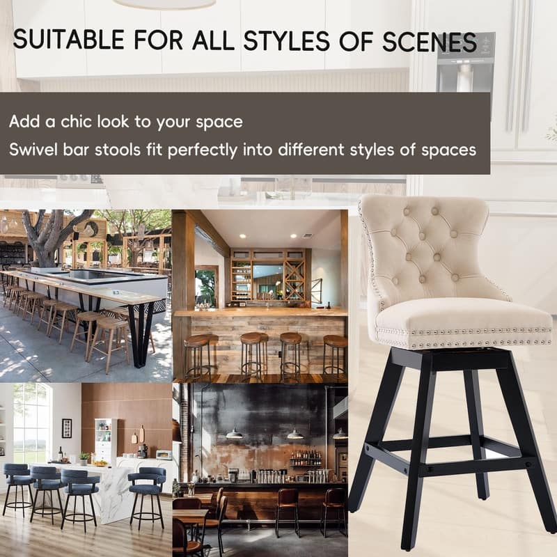 Swivel Velvet Leisure Style Bar stools Set of 8