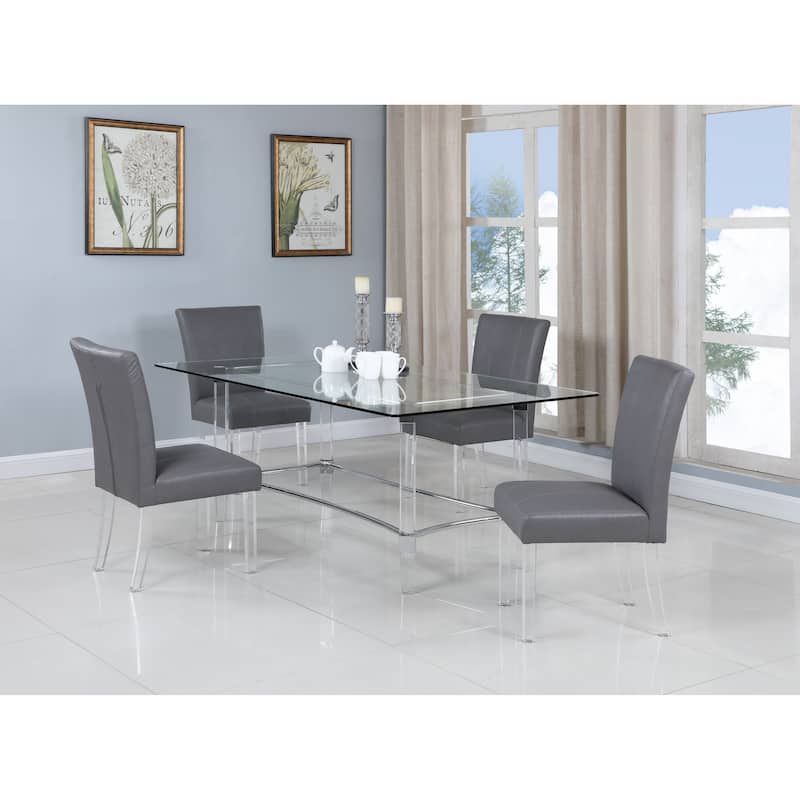 Somette 42"x72" Glass/Acrylic 5-Piece Dining Set