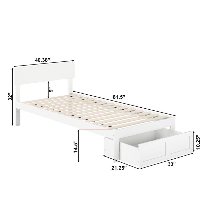 AFI Boston Platform Bed with Foot Drawer