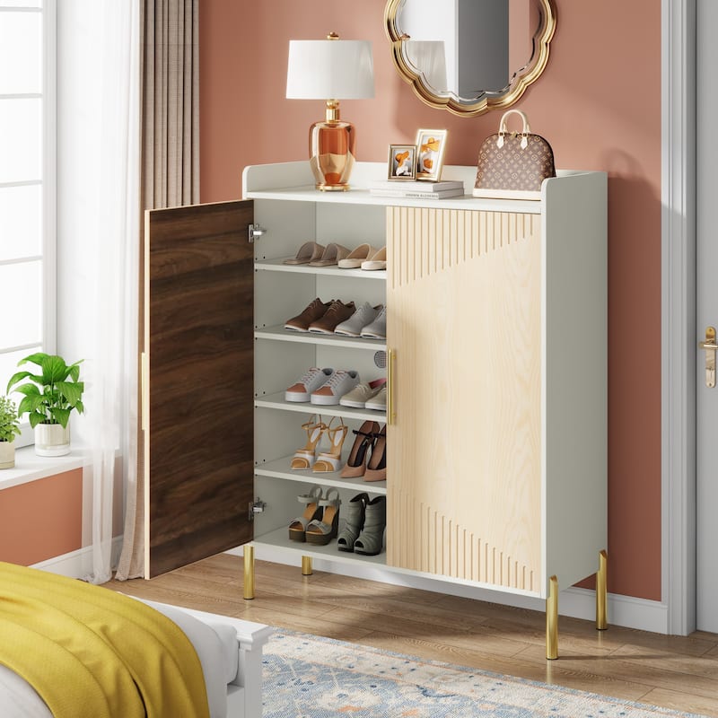 Large Shoe Cabinet, 30 Pairs Entryway Shoe Storage Cabinet with Doors, 6-Tier Shoes Rack