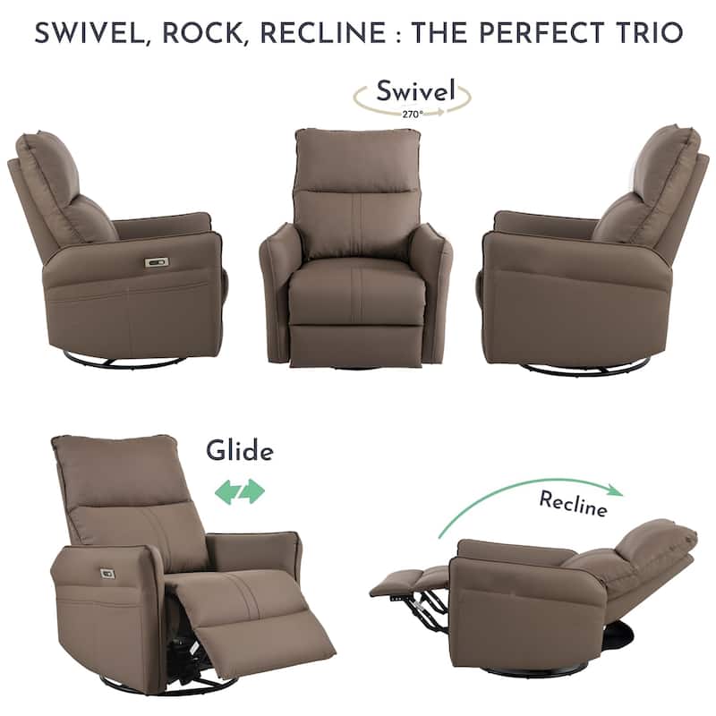 MERAX 270° Power Swivel Rocker Recliner Chair with USB Ports