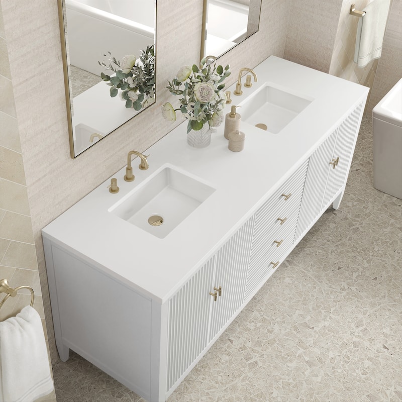 James Martin Vanities Myrrin 72" Vanity, Bright White - White Zeus.