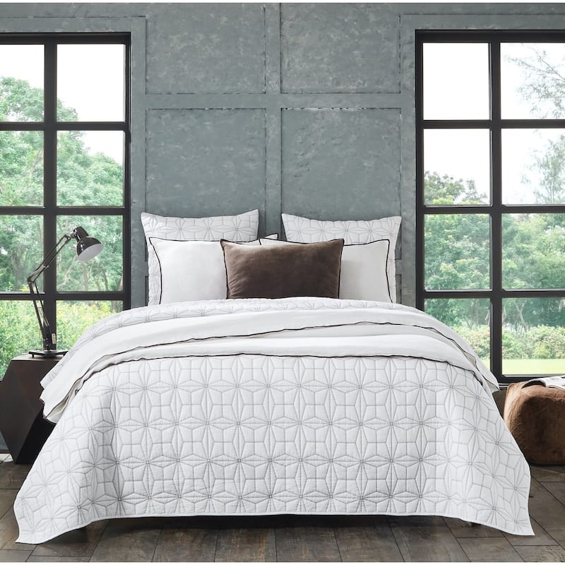 Victoria, White/Grey Sham, Euro - Euro Sham