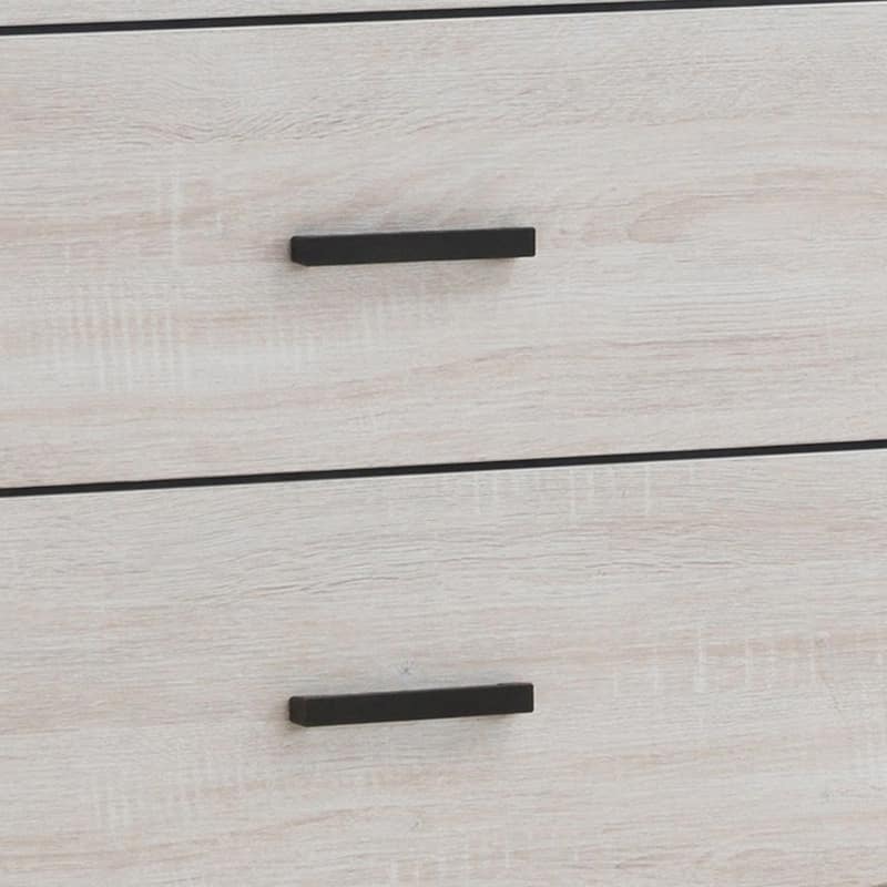 Chest with 5 Drawers and Metal Bar Pulls, White