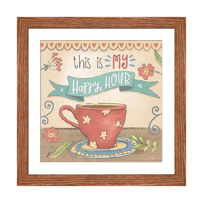 iCanvas "Coffee Happy Hour" by Mollie B. - Walnut - 16x16x1