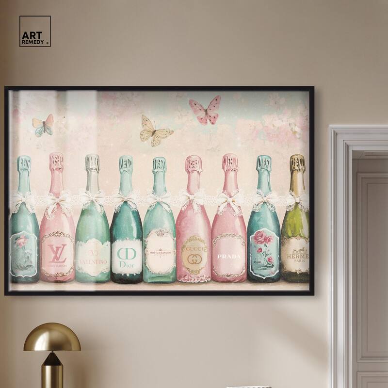 Champagne Mint and Pink Shadowbox by Art Remedy